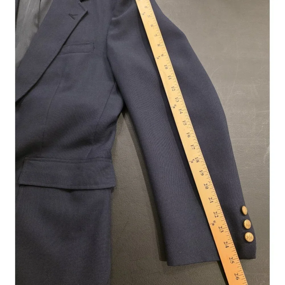 Vintage Stafford‎ Blazer Navy Blue Gold 2-Button Jacket Sport Coat USA Mens 40L